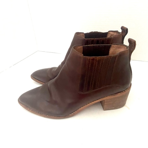 Madewell Womens 7.5 Myles Ankle Boot Leather Booties Point Toe Distressed Style - Picture 2 of 7
